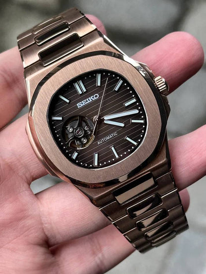 Seiko Nautilus Rose Gold Open Heart - Noirval
