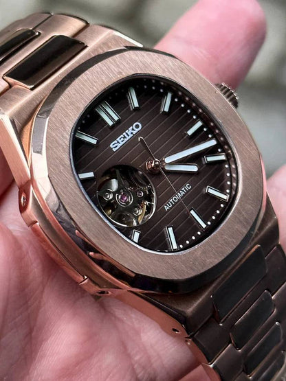 Seiko Nautilus Rose Gold Open Heart - Noirval