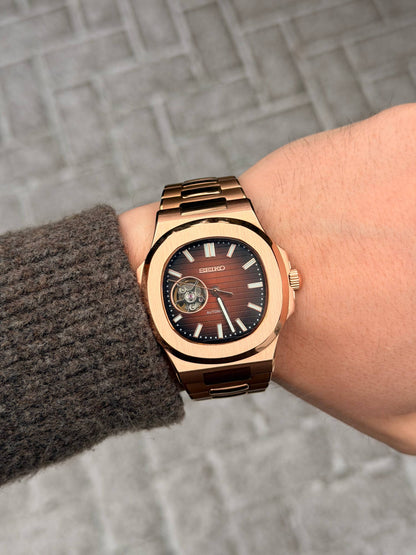 Seiko Nautilus Rose Gold Open Heart - Noirval